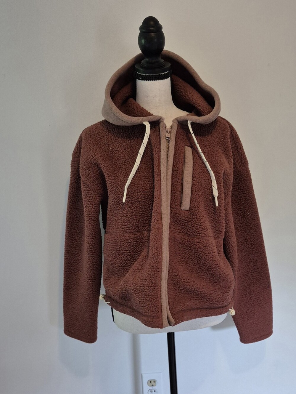 UPWEST Cozy Brown Sherpa Zip-Up Hoodie